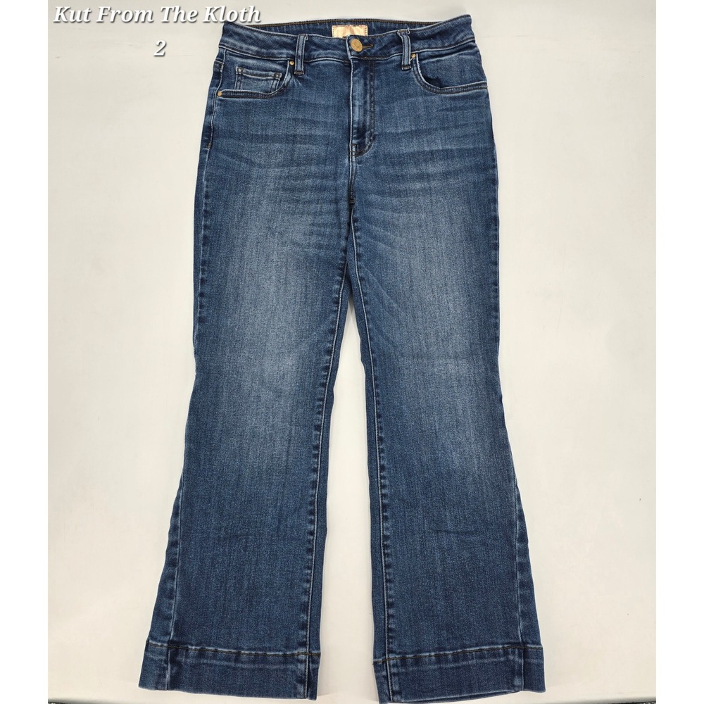 KUT From the Kloth Kelsey High Rise Ankle Flare Jeans Size 2 Medium Wash